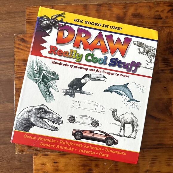 Vintage 1994 Draw Really Cool Stuff 6 Books In One Hardcover Spiral Book - Picture 1 of 15